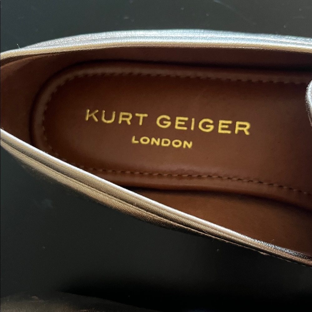 Kurt Geiger Metallic Gold Slip-On Loafers - Picture 2 of 8